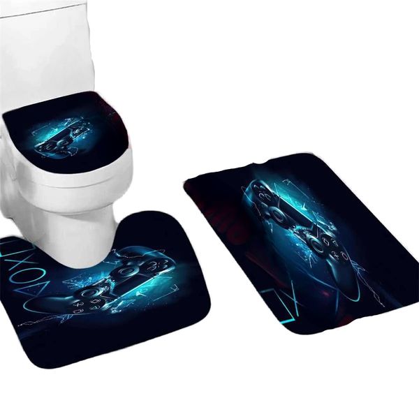 Luxury Rose Print 3 Pcs Set Two Swans European Style Bath Mats Anti Slip Bathroom Mat Set Washable Toilet Rugs Carpet Home Decor L230704