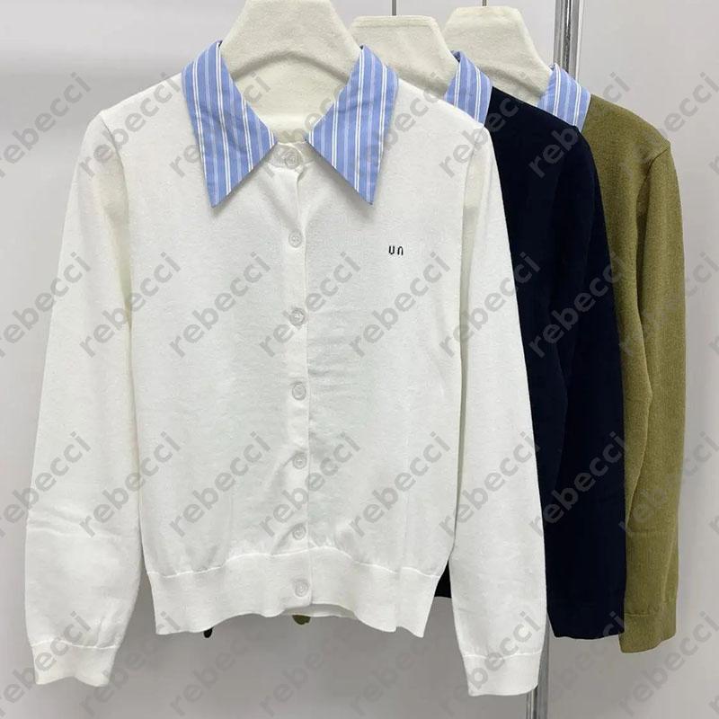 Winter Striped Long Sleeved Tops Autumn Patchwork Knitted Cardigan Polo Collar Contrasting Color Sweaters Fashion Loose Knit Sweatshirt Top CSD25101