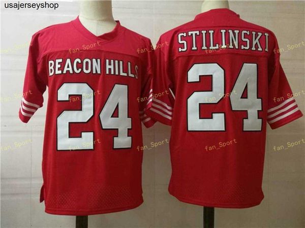 Beacon Hills #24 Stilinski Red College Football Jersey Maroon Jerseys Shirts S-3XL