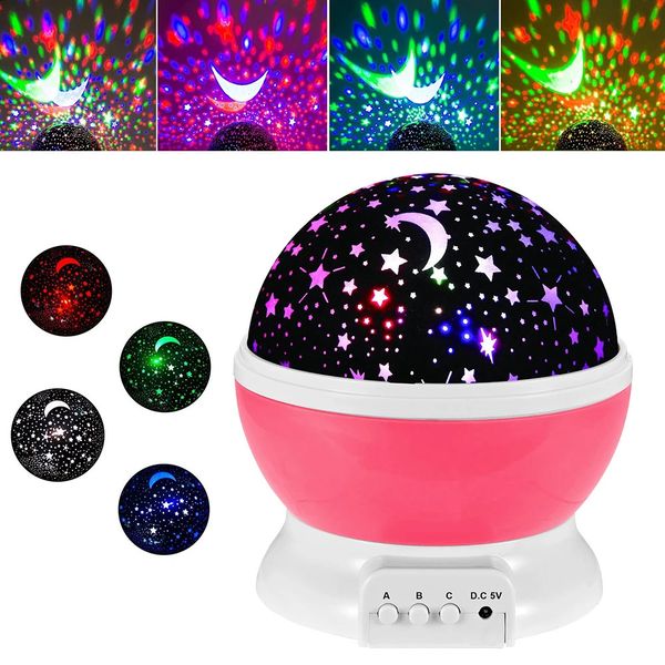 Night Lamp Projector Starry Sky Light Baby Decor Rotating Nursery Moon Galaxy Table 250114