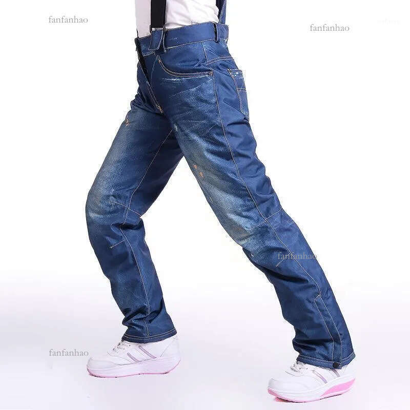 Men&#039;s Jeans Mens Snowboard Pants Suspenders Denim Ski Skate Snow Board Waterproof Windproof Warm Skiing