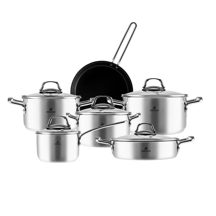 Karaca Sophia 11-Piece Stainless Steel Cookware Set, Silver