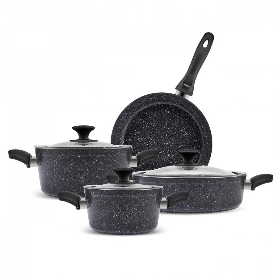 Karaca Defne Biogranite 7-Piece Non-Stick Cookware Set, Black