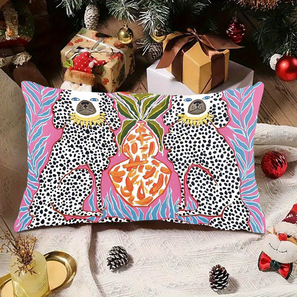 TEMU Double- Printed Dog , 12x20 , , , Polyester, Decorative Pillowcase For , , Sofa - 1pc