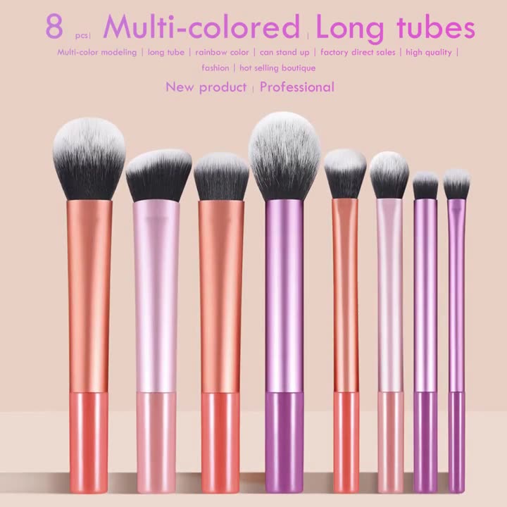 Best-Selling 8-Piece Crystal Mini Portable Makeup Brush Set Pink Handle Synthetic Fiber Makeup Tools Makeup Brushes