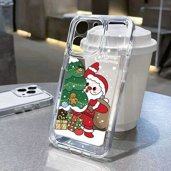Suitable for iPhone 11 12 13 14 15 Pro Max XS XR X 7 8 14 Plus Cute Cartoon Santa Claus Elk Snowman Christmas Cover Y241031