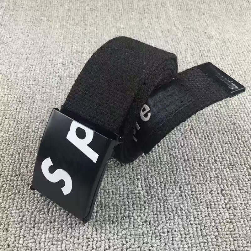 Mens cloth belt white youth student canvas trouser belt automatic smooth buckle simple leisure knitting belt fashion 110CM