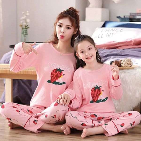 Família Pijama de Natal Conjunto de Mãe e Filha Clothing Mãe e Pijama Pijama de Manga Longa de Manga Longa 241126