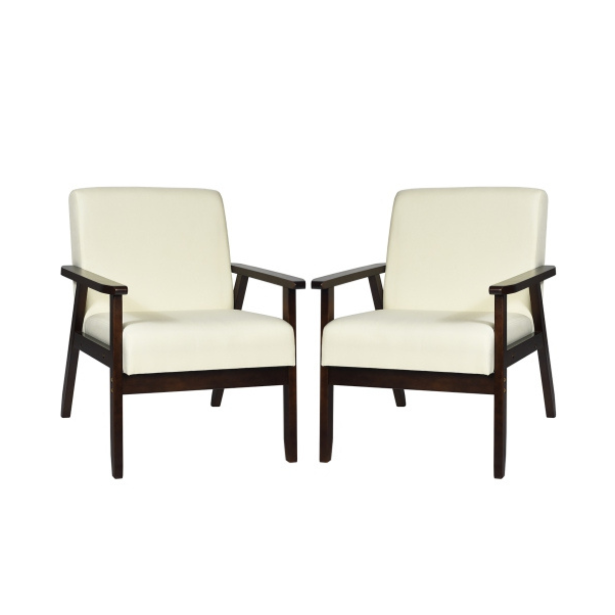 Fabric Accent Armchairs (Set of 2) - Armchair Beige