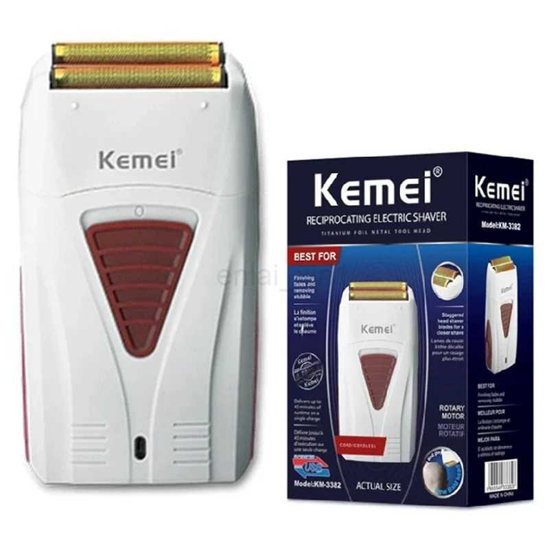 Kemei Rechargeable Hair Electric Shaver Beard Electric Razor For Men Bald Head Shaving Machine Foil Titanium Cordless ShaperY240729