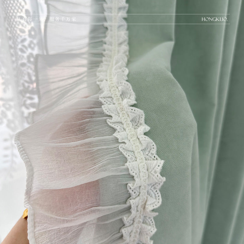 T0397 small fishbone blackout master jacquard dark pattern full blackout chenille curtain fresh color princess shape double door width