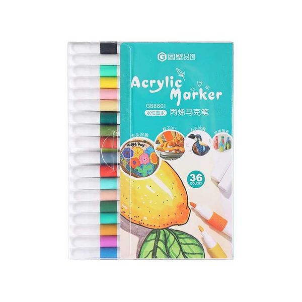 Watercolor Brush Pens 12-60 Colors Acrylic Marker for Rock Painting Extra Brush Tip Paint Markers Art Supplies Fabric Paint Fabric Markers H