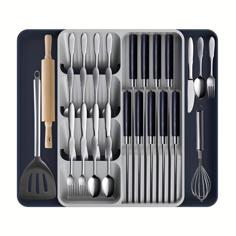 TEMU High Temperature Retractable Drawer Resistant Kitchen Tools Knife, Fork And Spoon Cutlery Shelf Storage Knife Box