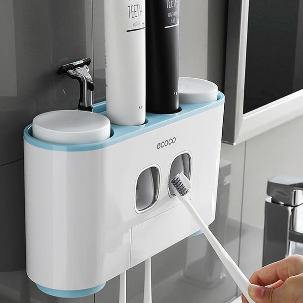 Toothbrush Holders ECOCO Toothbrush Holder Auto Squeezing Toothpaste Dispenser Wallmount Toothbrush Toothpaste Cup Storage Bathroom Accessor