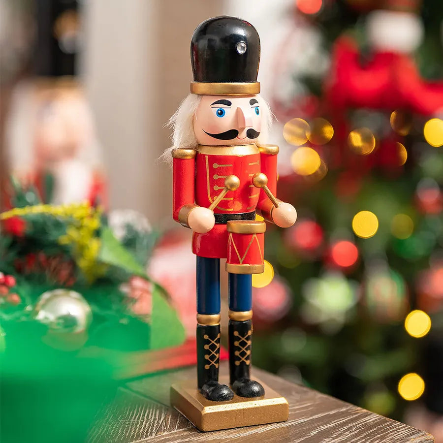 Karaca New Year Christmas Nutcracker with Drums Figure, 25cm, Red Multi