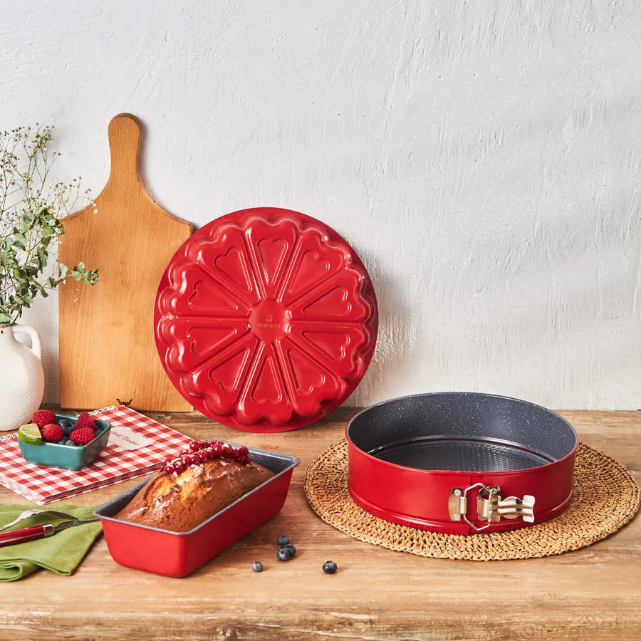 Karaca Teemo New 3 Piece Bakeware Set, Red