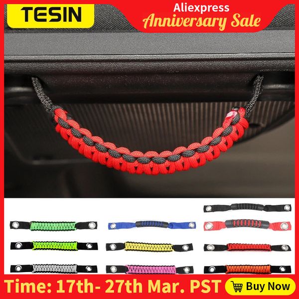 TESIN Interior Accessories for Jeep Wrangler JK 2007-2017 Car Top Handle With Hole Seat Headrest Grab Handle for Jeep Wrangler