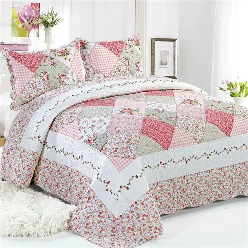 Bedding Sets 4Pcs Vintage French Printing Lace Ruffles Princess Set Milk Velvet Warm Quilt Cover Bed Skirt Bedspread Pillowcases BYB