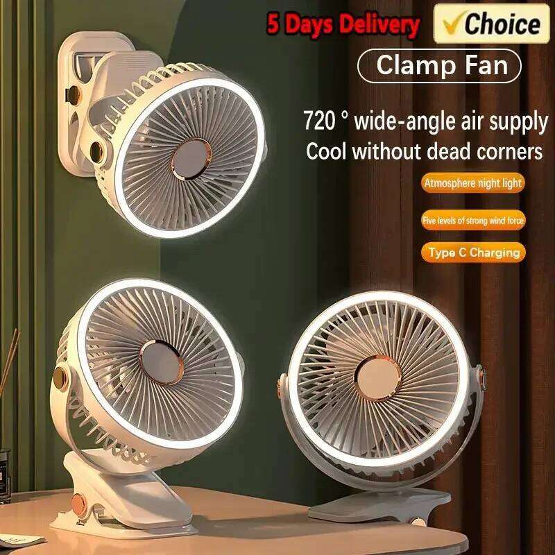 8000mah Air Conditioner Camping Light Rechargeable Desktop Portable Bldc Circulator Fan for Home Products With LED Clip-on