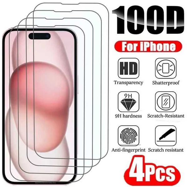 New Arrival 4PCS Tempered Glass for iPhone 16 15 14 13 12 11 Pro Max Screen Protector for iPhone X XR XS 7 8 SE 2020 2022 12 13 Mini Glass T