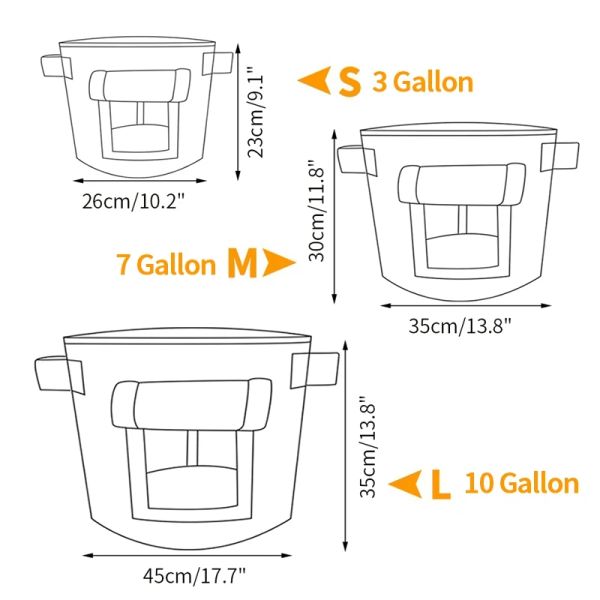 1PC Felt Plant Grow Bag Garden Potato Seedling Planting Bag Large Diameter Vegetable Planter Strawberry Growing Pots 4 Sizes