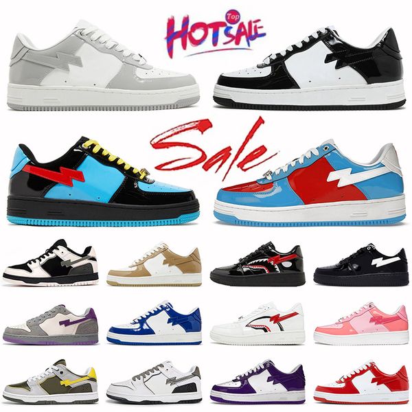 Fashion Designer SK8 Stas Casual Shoes Low Patent Camouflage Skateboarding Shark Face Silver Sneakers Platform Calfskin Leather Jogging Walk