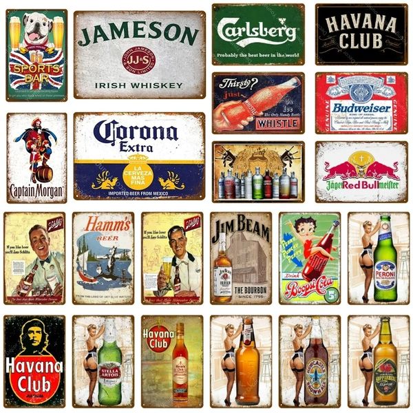 retro Beer art Metal Tin Signs Bar personalized Decor Pub Bar Cafe Club Decoration Wall Stickers Art ron Poster Vintage personalized tin Pla