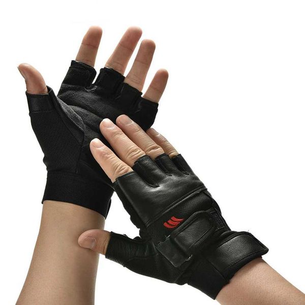 Sports Gloves Weight Lifting Gym Exercise Training Sport Fitness Sports Car Outdoor genuine leather three turn gloves anti slip and climbing