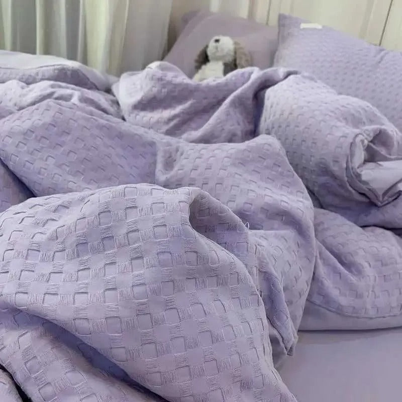 2425 Bedding Sets Multi-color Washed Cotton Duvet Cover Set INS Solid Color Soft Bed Sheet With Pillowcase Girls Adults Bedroom Decor