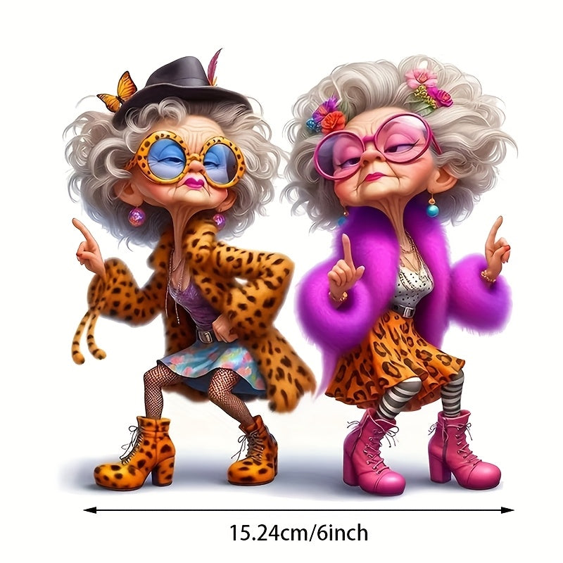 TEMU Vibrant Granny Vinyl Decal - 6 Inch, Self-adhesive, Application For Cars, Laptops, Trucks, Motorcycles, Windows, Walls - Durable & , Decals For