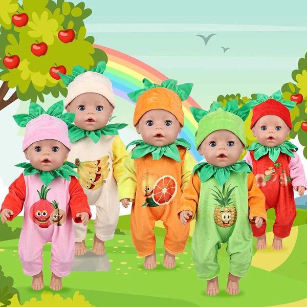 Doll Clothes 18Inch 45Cm Fruit Series Set Romper Clothes Handmade Sweater American Doll Reborn Baby Clothes Accessories GiftsT250205