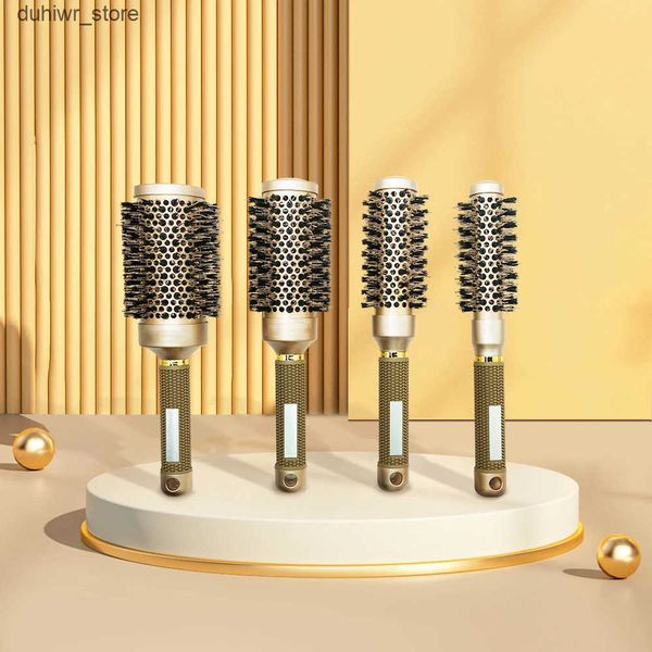 Hair Brushes Aluminum Tube Round Barrel Hair Curling Brush Anti Static Round Rolling Brush Pro Barber Hair Rolling Brush Salon Styling Tools