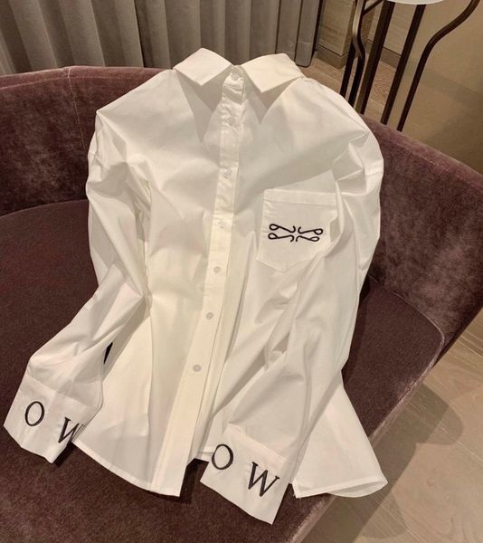 Designer Womens loose Blouses Long Shirts Silk and satin Classic Summer New paris T-Shirt Casual Long Sleeve Tops Femme Pocket Letter Embroi