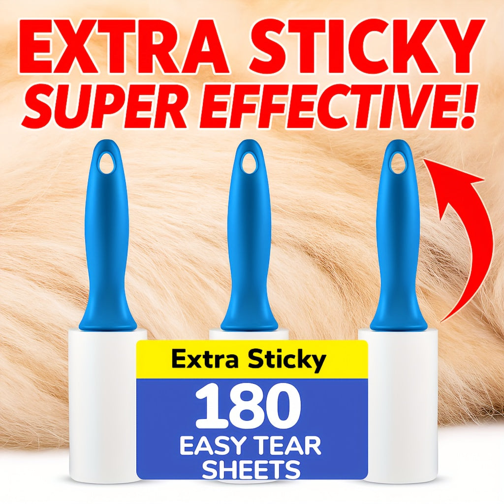TEMU Extra Sticky Lint Roller For Pet Hair Removal - 3 Handles Included, Perfect For Clothes, Furniture, And Carpets - Essential For Pet Owners