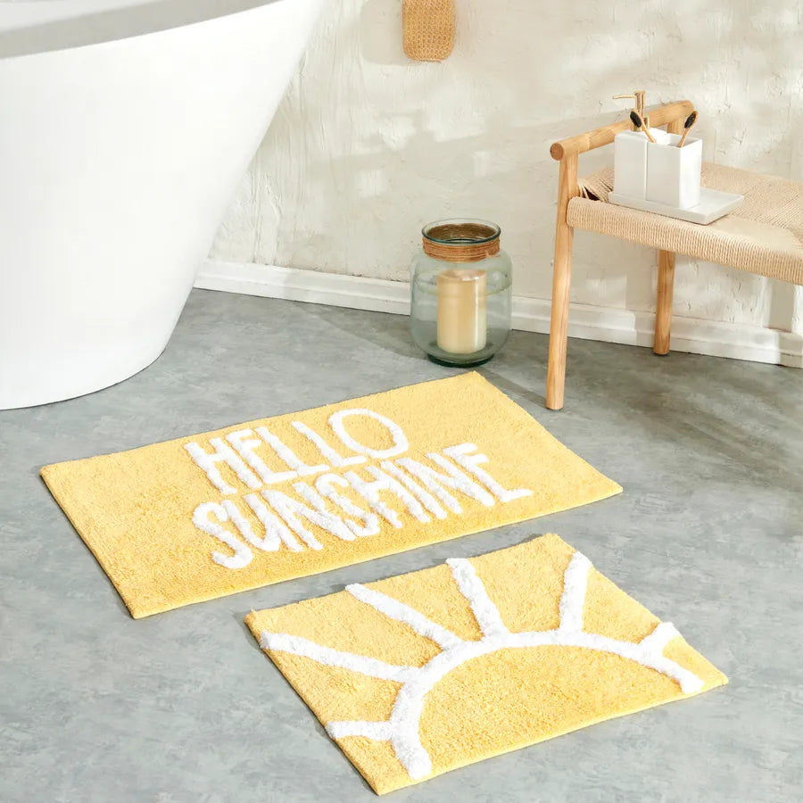 Karaca Sunshine Bath Mat Set, 2 Piece, Yellow White