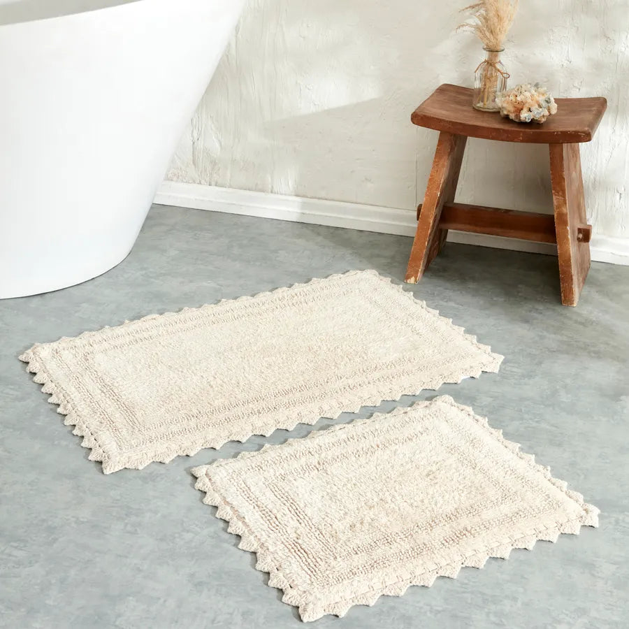 Karaca Frame Bath Mat Set, 2 Piece, Beige