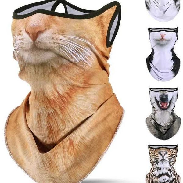 2024 New Summer Neck Protection Cycling Face Mask Integrated Sun Protection Mask 3d Three-dimensional Animal Cat Cycling MaskXJ241122