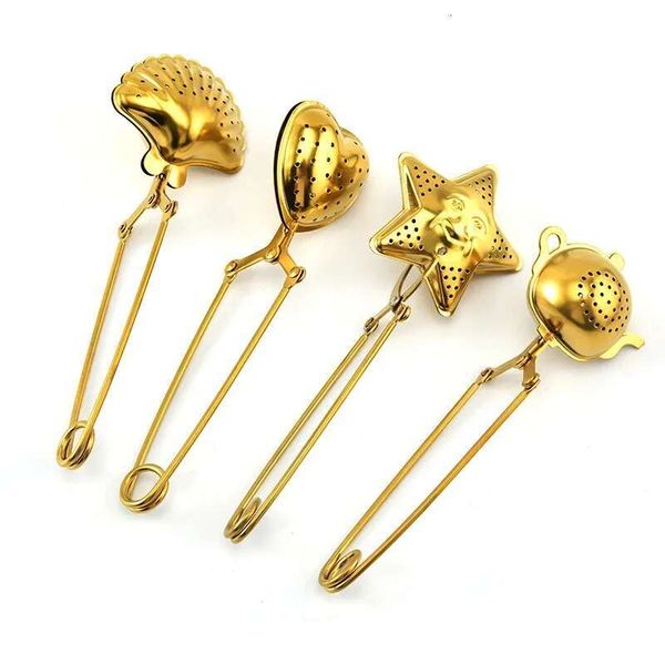 Gold Infuser Strainer Creative Filter Tea Infusion Box Kitchen Utensils For Loose Leaf Stainless Steel Herb Spice