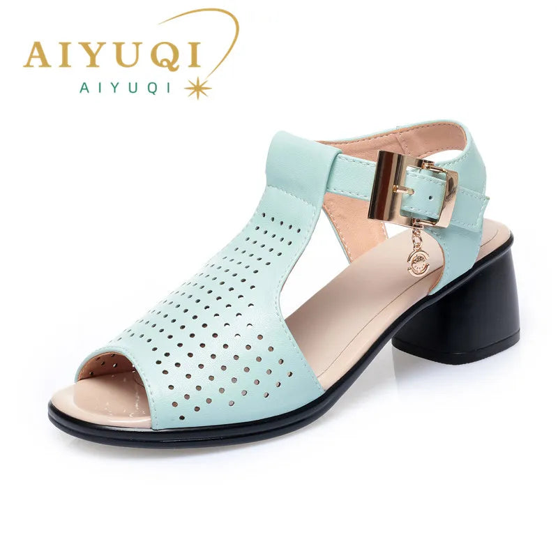 AIYUQI Women Gladiator Sandals Summer Women&#039;s Sandals Mid-heel Large Size Fashion Women&#039;s Sandals
