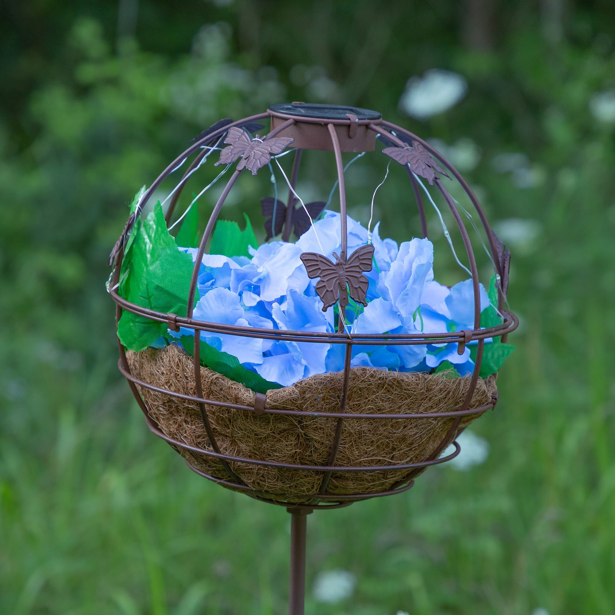 Garden Sphere Solar Planter - Butterfly - Green