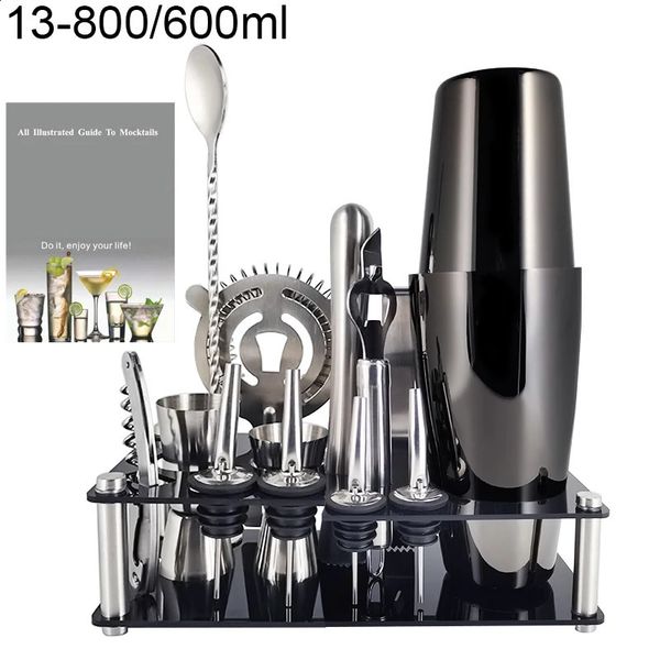 14pcs Boston Cocktail Shaker 600ml 750ml Stainless Steel Blender Beverage Bartender Kit Bar Shaker Tool Bar Shaker 240819