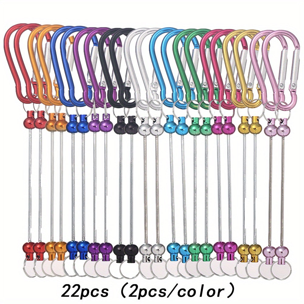TEMU 22pcs Blank Beadable Keychain Hooks, D Shape Carcbiner Clasps Set, Bars Bulk For Beads, Blank Diy Beaded Keychain Pendant- Ideal For Handmade