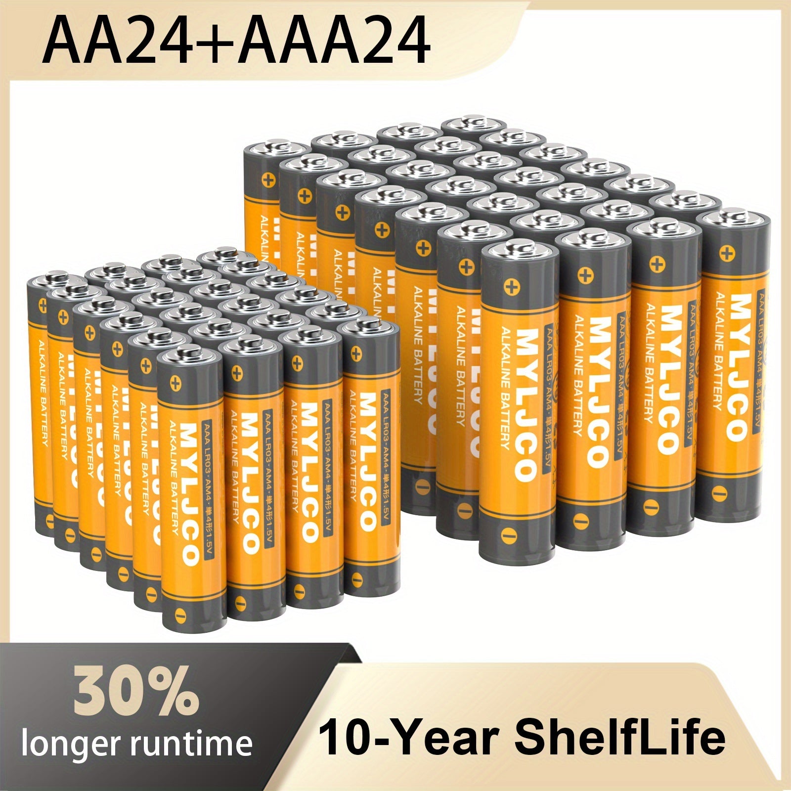 TEMU 48-count Aa & Aaa Battery (24 Aa + 24 Aaa) - High-capacity Long-, Compatible With Cameras, Remotes, Gaming Controllers, Flashlights -