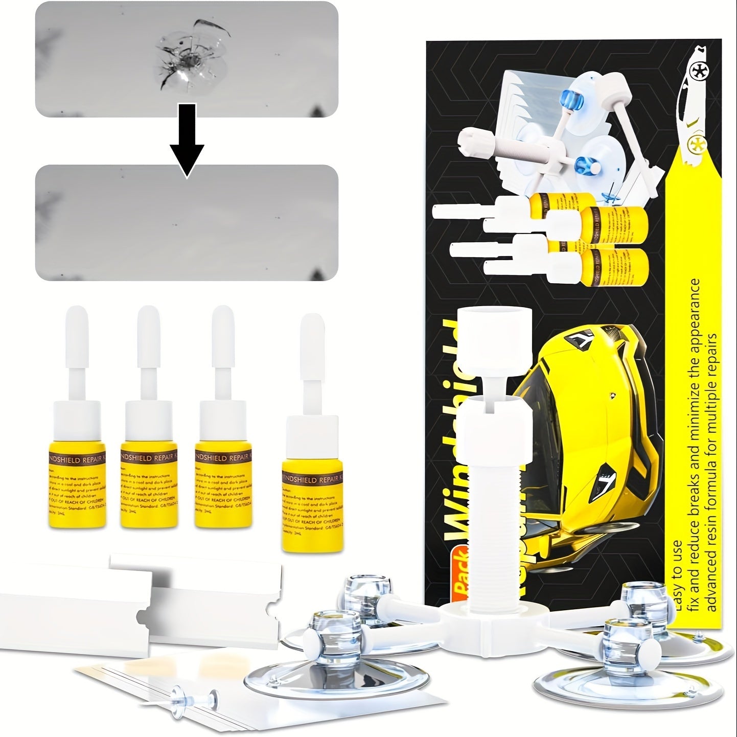 TEMU Windshield Crack Repair Kit Car Window Glass Liquid Repair Set, Automotive Nano Fluid Glass Filler Vehicle Windscreen Tool For Fixing Chips,