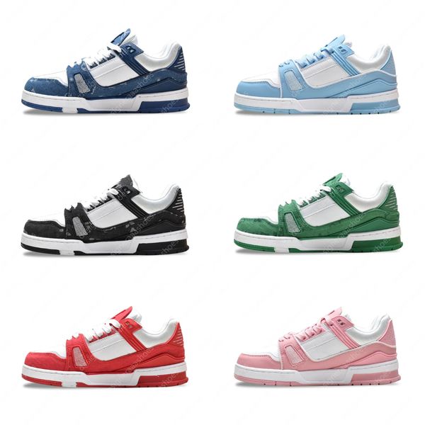 Designer sneakers schuhe womens mens casual shoes for mens trainers sneaker platform running shoes green grey black blue pink orange calfski