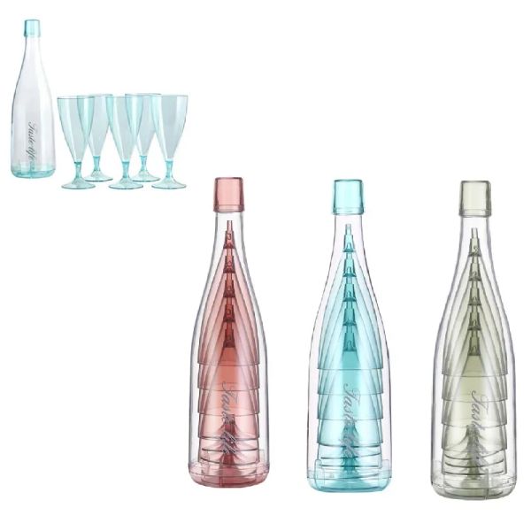 5pcs Portable Travel Wine Glass Set Creative Plastic Beer Drink Juice Cup Champagne Glasses Cocktail Goblet Bar Accessories