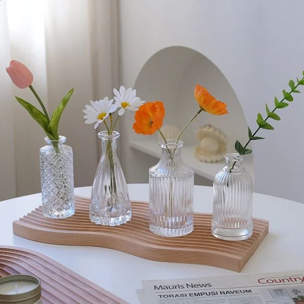 Transparent Glass Vase Decoration Nordic Style Desk Glass Flowerpot Flower Vase Flower Bottle Ornaments Creative Hydroponic Pot 241231