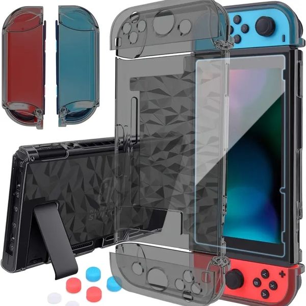 Protective Case For Nintendo Switch Dockable, Clear Protective Case Cover For Nintendo Switch And Joy-Con Controller With A Switch Tempered