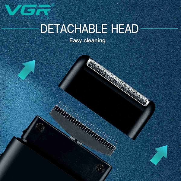 Professional VGR Beard Trimmer Electric Razor Portable Mini Shaver Reciprocating Shaving Blade USB Charge for Men V-390