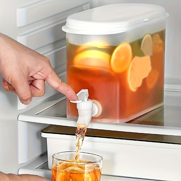 Refrigerator Beverage Dispenser Spigot - Bpa-Free High-Capacity Drink Container With Lid Easy Pouring, Suitable For Cold Beverages And Water